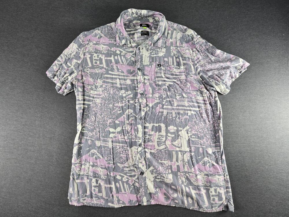 Quiksilver Shirt Mens 2XL Multicolor Viscose Short Sleeve Button Up Abstract